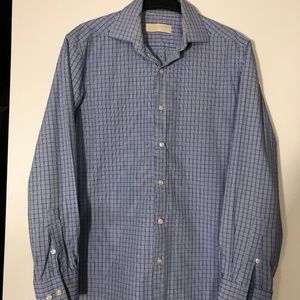 Michael by Michael Kors Blue Check Dress Shirt 15.5 x 32/33